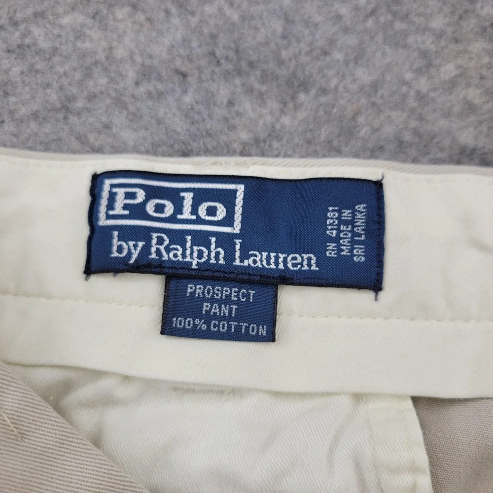 Polo Ralph Lauren Pants Mens 36x32 Khaki Prospect Chino Pleated Straight Leg